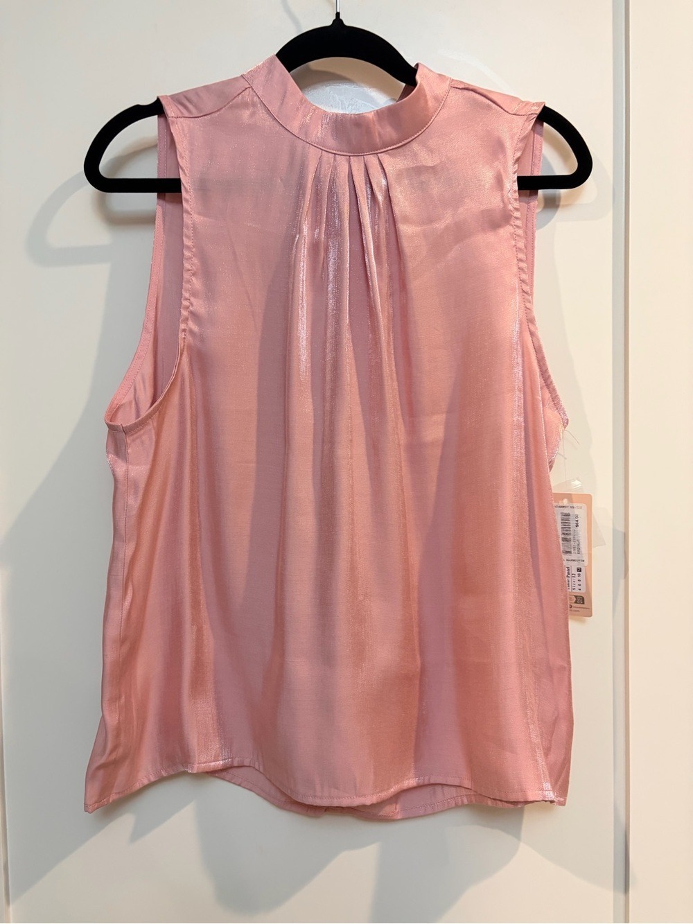 EsQualo Svea Silky Touch Pastel Pink Shimmer Halter Top Size 40 =L